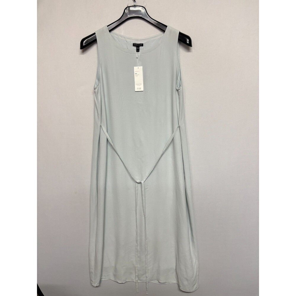 NWT Eileen Fisher Size Medium Silk Georgette Crepe Bateau Neck Maxi Dress C141 4